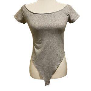 Forever 21 Gray Short‎ Sleeve Bodysuit Medium